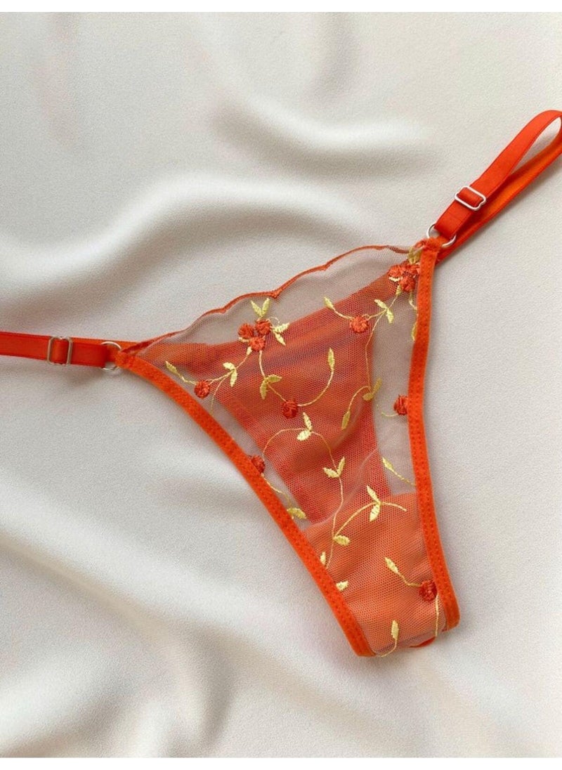 La Linaa Flora Orange Women's Bralette Set  - Image 3