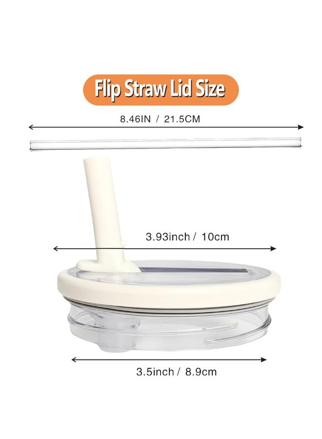 Abania Flip Straw Lid Replacement for Stanley 40 oz Tumbler, 2-Pack Leak Proof No-Spill Lid & Straws Compatible with Stanley Cup, BPA-Free Flip Top Accessories with Straw Brush - Image 2