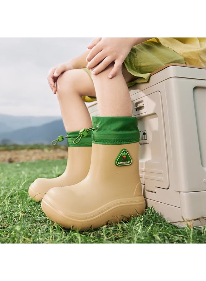 Lemonkid Kids Rain Shoes Boys Girls Rain Boots Waterproof Anti-slip Children's School Water Shoes Light Khaki 36 - Image 4