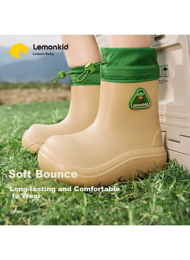 Lemonkid Kids Rain Shoes Boys Girls Rain Boots Waterproof Anti-slip Children's School Water Shoes Light Khaki 36 - Image 1