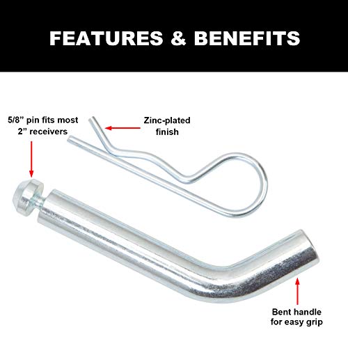 BIG RED Trailer Hitch Pin and Clip,5/8-Inch Diameter,Fit 2" Receiver,ATRLY2101R - Image 4