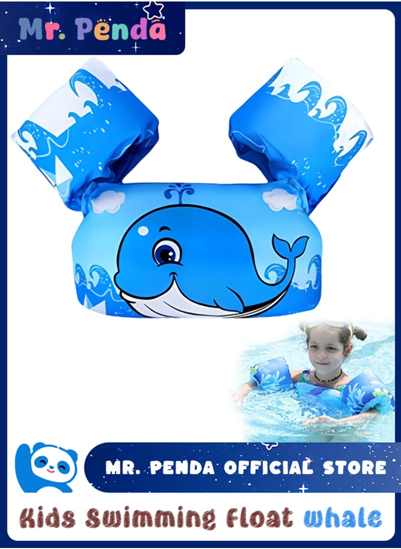 Mr. Penda Baby Pool Float Fit 30-55 Lbs, Kids Swimming Float with Arm Water Wings, Fun Ride-On Raft Pool Baby Beach Supplies for 2-6 Years Old Boy Girl ( Blue Whale)  - Image 1