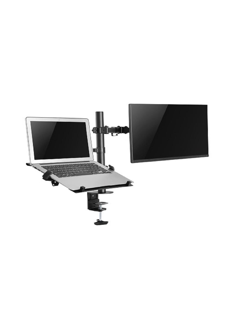 Skill Tech Skilltech SH 0240KN Single Articulating Monitor Arm with Laptop Tray | 13"-32" Screens & 17" Laptops | Full Motion Tilt/Swivel | Clamp/Grommet Install - Image 3