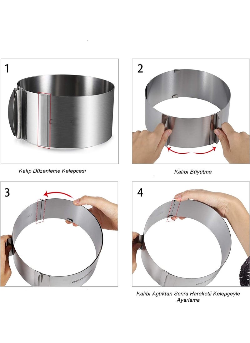 Nar Kalıp Pomegranate Mold Pomegranate Mold Adjustable 8 cm Round Cake Pastry Sponge Cake Mold Circle and Metal Base  - Image 5