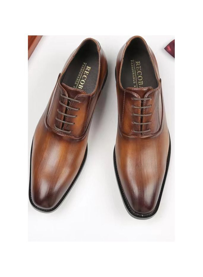Men Business Men's Leather Shoes Brown 
