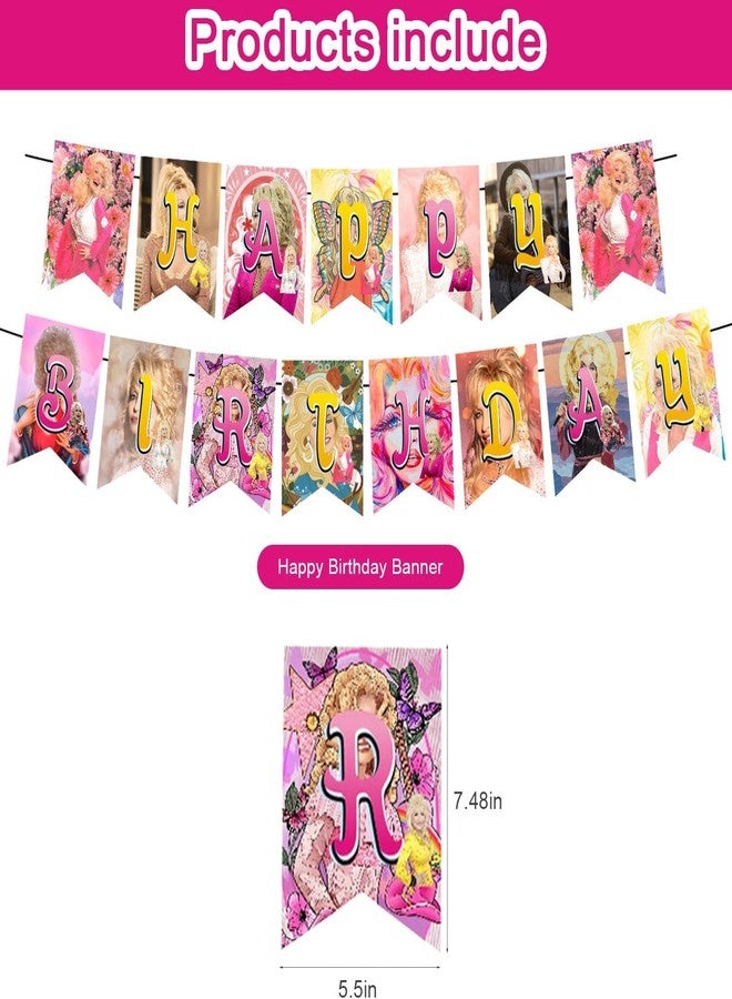 karg Singer Dolly Birthday Party Decorations ,Singer Parton Birthday Party Favor with Banner, Ballons,Cake Topper, Cupcake Toppers for Boys Girls Fans Music Party Supplies - Image 3