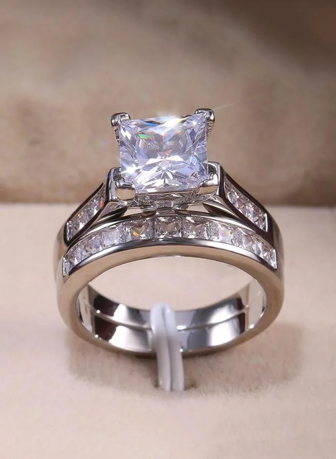 تايك تو حزمة من 2 - خواتم مُربعة مُرصعة ومُزينة