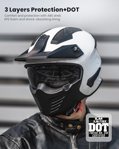 ILM Open Face Motorcycle 3/4 Half Helmet for Dirt Bike Moped ATV UTV Motocross Cruiser Scooter DOT Model 726X(Midnight Green,2XL) - Image 5