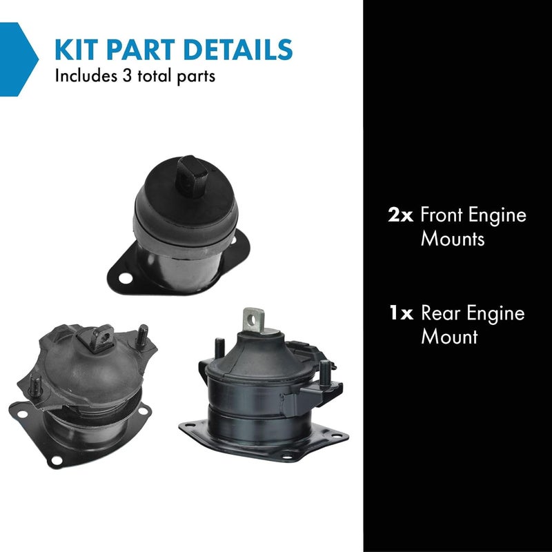 TRQ Replacement Engine Motor Mount Set of 3 Kit for Acura TSX and Honda Accord 2.4L - Image 2