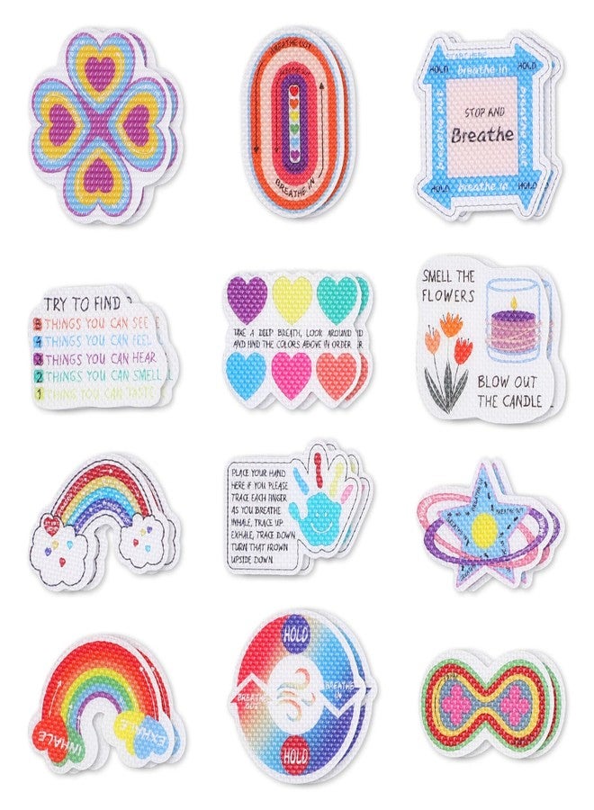 JOFONY 24PCS Anxiety Sensory Stickers,12 Styles Calm Paster Tactile Fidget Textured Mindfulness Sticker for Desk Water Bottle Laptop Stress Anxiety Relief Counselor Kids Adult School Supplies - Image 1