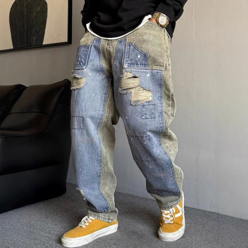Unisex Classic Denim Jeans Loose Fit Daily Outdoor Wear - Image 3