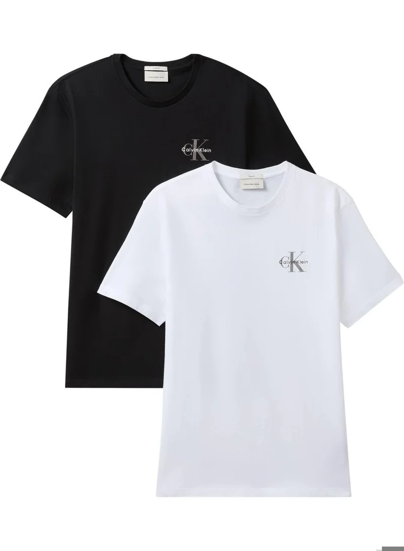 Calvin Klein Jeans Black/Bright White 2 Pack Cotton T-Shirts for Men | Best Price UAE