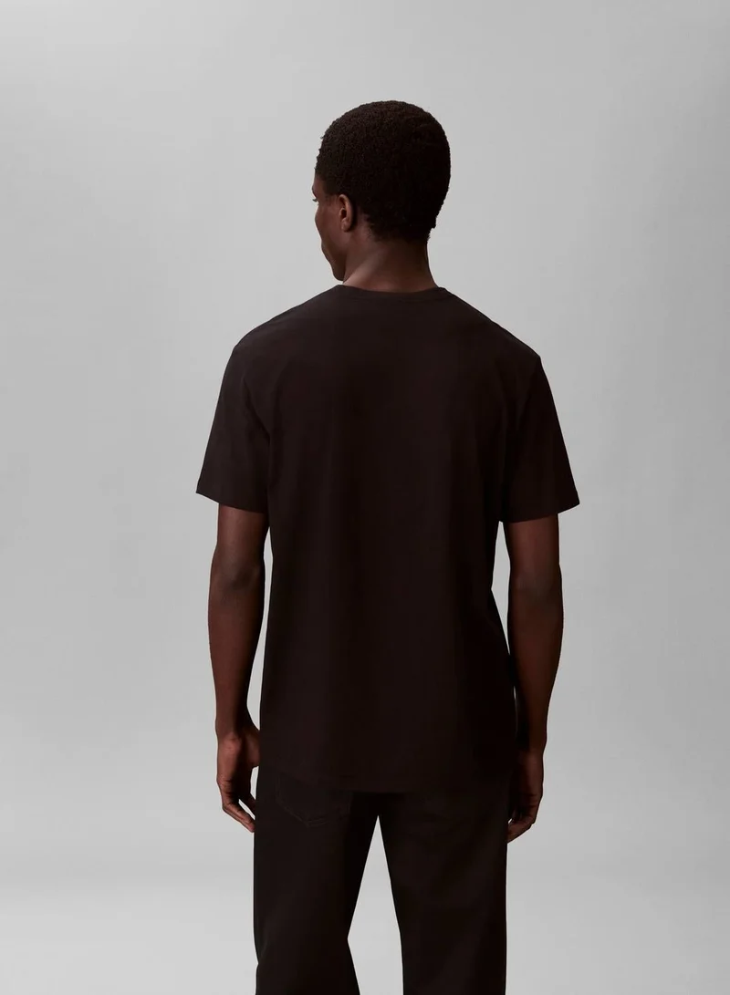 Calvin Klein Jeans Black/Bright White 2 Pack Cotton T-Shirts for Men | Best Price UAE