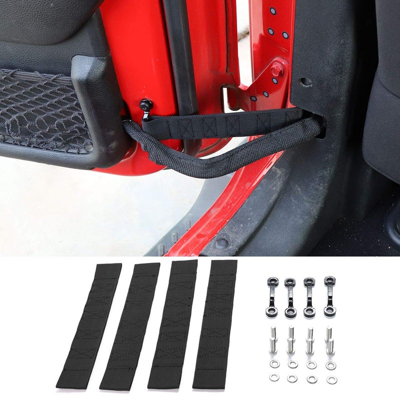CheroCar Door Limiting Straps for Jeep Wrangler JK JKU 20072018 Load 1000 Lb Black 4pcsset