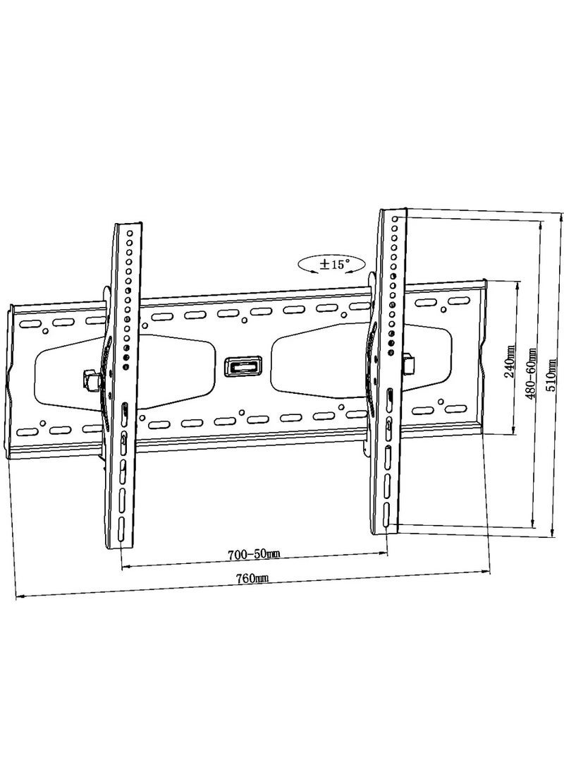 Skill Tech Tilt TV Wall Mount Bracket - Low Profile Slim Design for Most 26-65 inch LED, LCD, OLED Flat Screen TVs | 15° Adjustable Tilt, VESA 75x75 to 400x400, 99 lbs Capacity, Easy Installation with Hardware Kit & Cable Management - Image 4