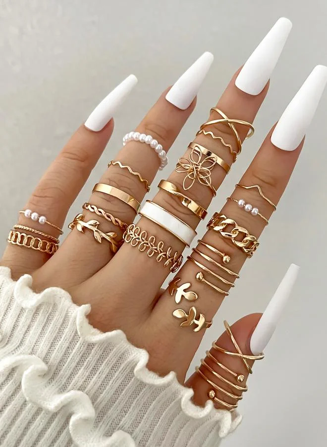 Take Two Take Two Set of 22 - Faux Pearl Accent Rings