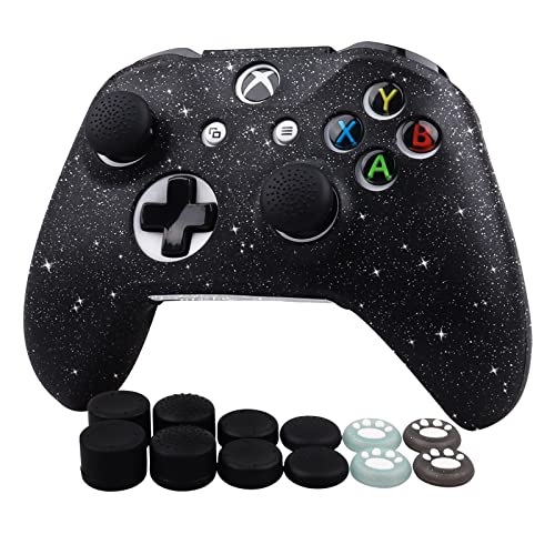 RALAN Glitter Controller Skin for Xbox One, Anti-Slip Silicone Controller Cover Protector Compatible for Xbox 1 Wireless/Wired Gamepad Joystick with 4 Thumb Grips Caps and Black Pro Thumb Grip x 8 - Image 1