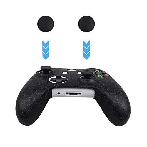 RALAN Glitter Controller Skin for Xbox One, Anti-Slip Silicone Controller Cover Protector Compatible for Xbox 1 Wireless/Wired Gamepad Joystick with 4 Thumb Grips Caps and Black Pro Thumb Grip x 8 - Image 4