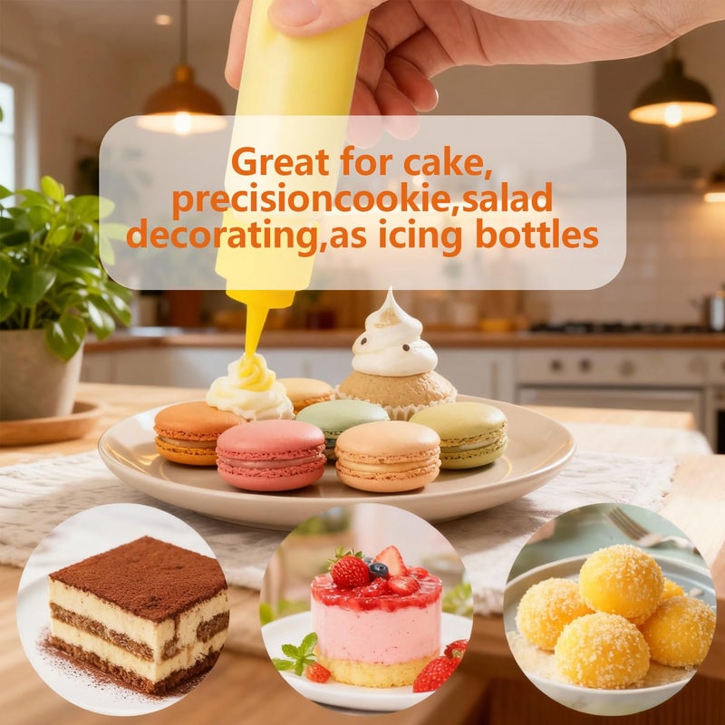 Lukdin 10 Pcs Squeeze Bottles â€“ 30ml & 60ml Plastic Icing Bottles for Cake, Cookie, Pastry, Frosting, Food Coloring, DIY, and Ice Cream Decoration - Image 5
