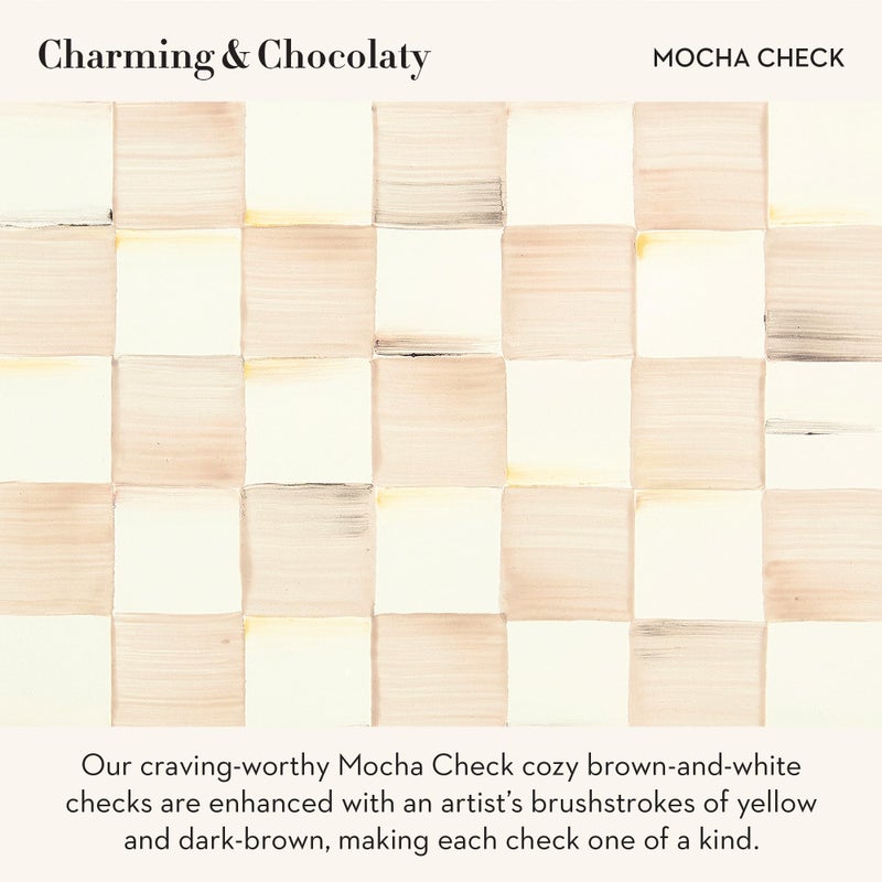 mackenzie childs MACKENZIE-CHILDS Medium Enamel Canister, Kitchen Storage Container with Lid, Brown-and-White Mocha Check - Image 2
