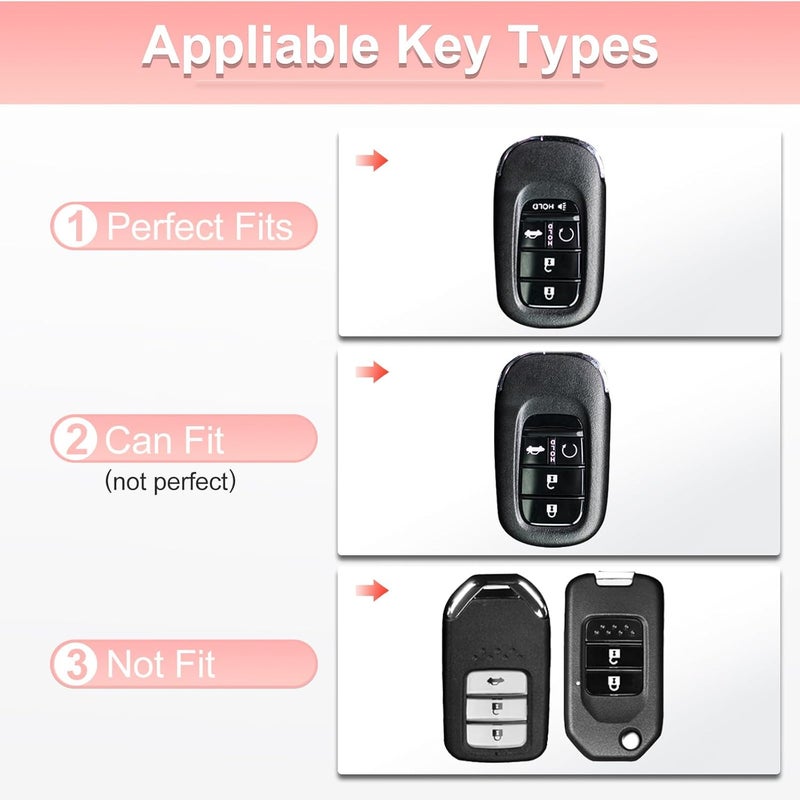 PANGPAI Pink Key Fob Cover for Honda, Soft TPU Key Case Protection with Bling Keychain Fit for 2022 Honda Accord Civic CRV Pilot Odyssey 11th Gen Smart Key Holder - Image 2