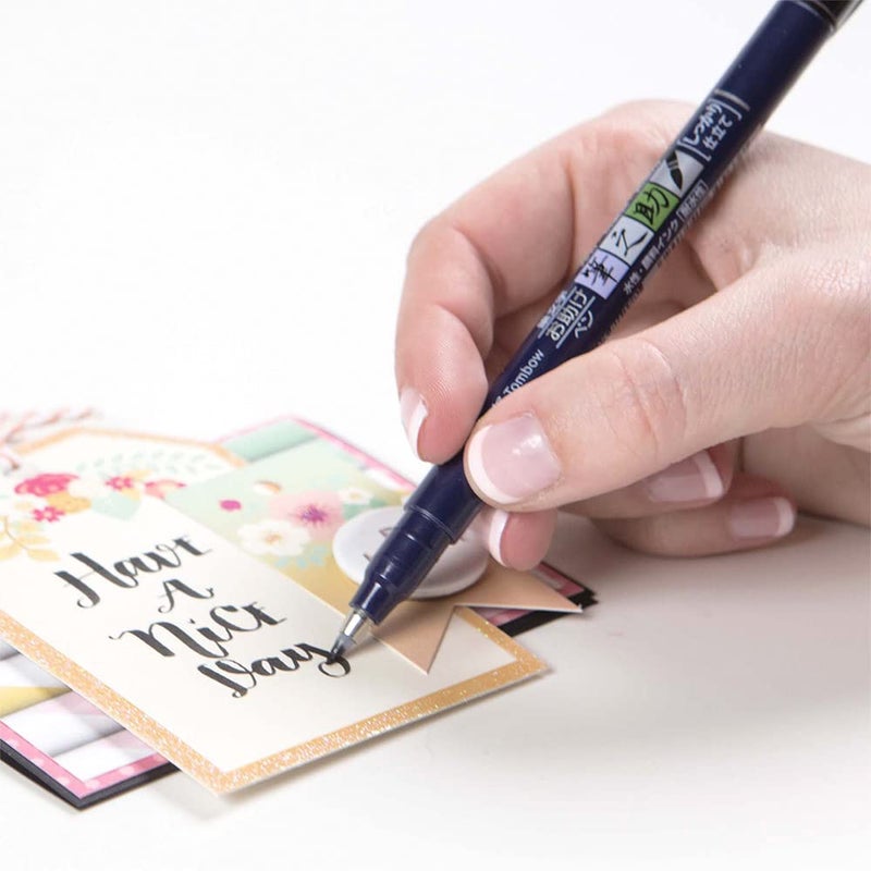 Tombow قلم فرشاة فودينوسوكي، طرف صلب، أسود - Image 3