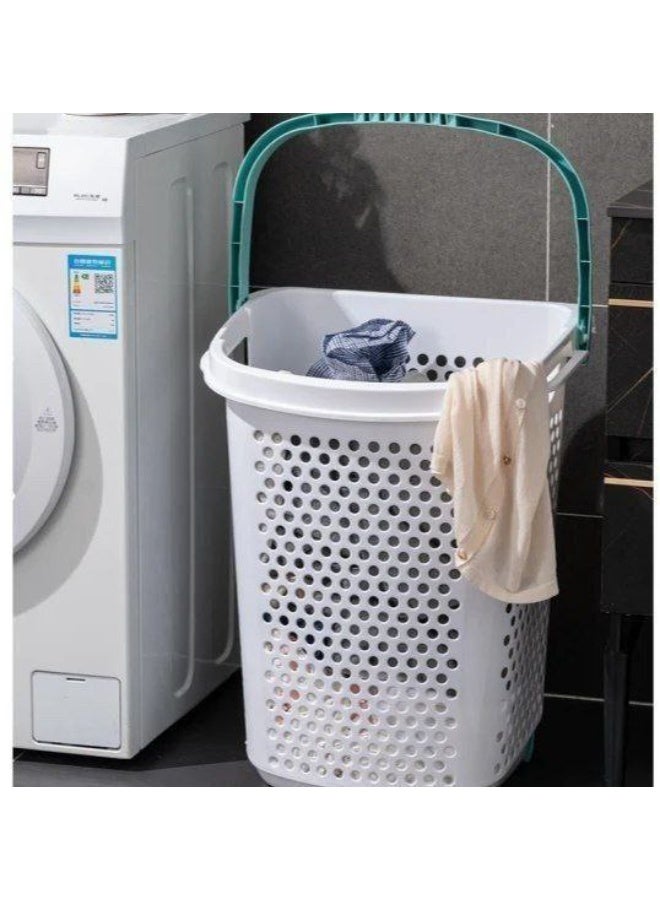 Aska Large plastic laundry basket with wheels and handle - Image 1