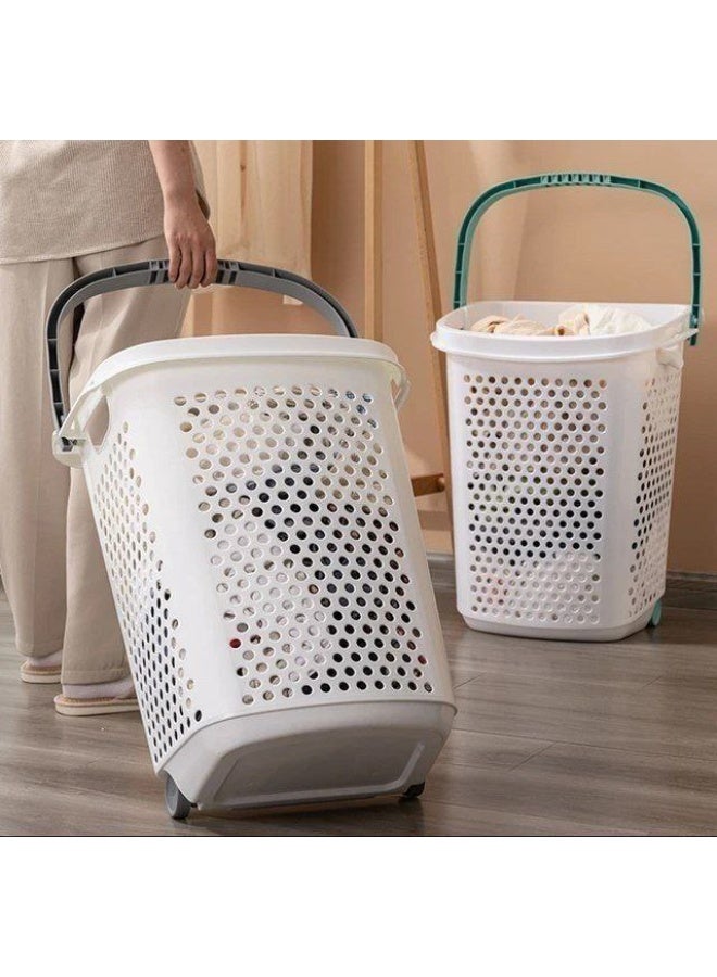 Aska Large plastic laundry basket with wheels and handle - Image 2