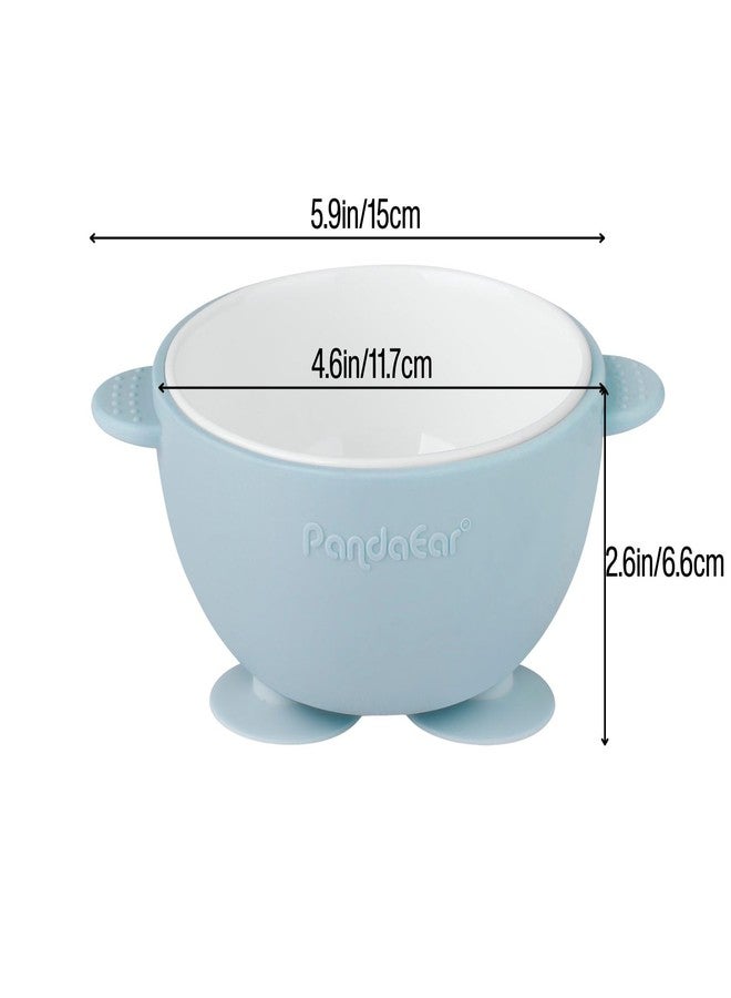 PandaEar 3 Pack Ceramic Baby Bowls with Silicone Sleeves | Non-Slip Suction Base, Microwave & Dishwasher Safe Toddler Bowls | BPA Free Baby Feeding Bowls Set (Blue/Green/Beige) - Image 2