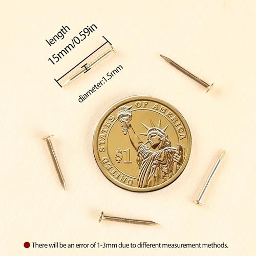 newlng 500PCS Small Nail Round Head Tiny Nails String Art Nails Hand-Made Hardware Accessories Fasteners Mini Nail 1.5 X 15mm/0.06"X0.6"(DXL) Golden - Image 2