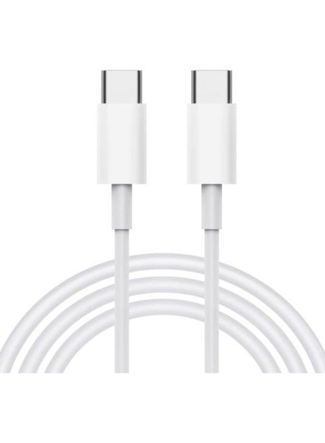 1m USB-C to Type-C Super Fast Charging Cable - White, Supports PD Fast Charging - Image 1