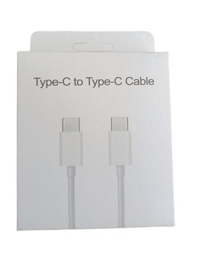 1m USB-C to Type-C Super Fast Charging Cable - White, Supports PD Fast Charging - Image 2