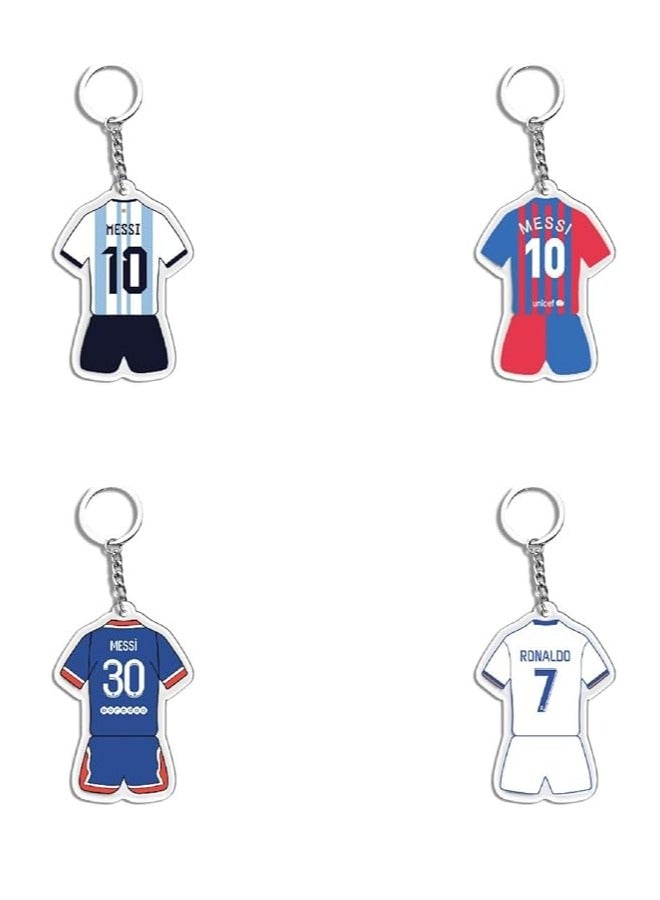 4Pcs Football Jersey Keychain, Suitable for Car Key Pendants, Soccer Lovers Collectible Toys,keychain small pendant fans souvenir gift - Image 1