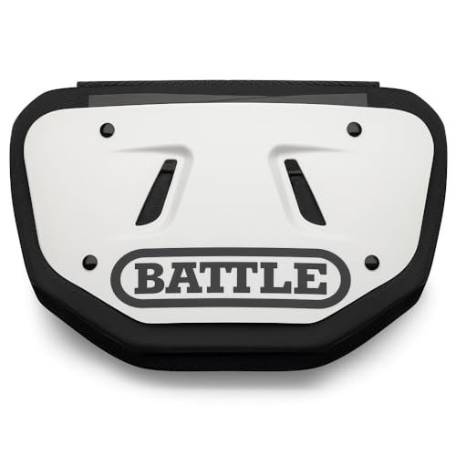 Battle Sports Football Back Plate – Hard Shell Lower Back Protector with Contoured Foam for High-Impact Protection - Adult, White/Black - Image 2
