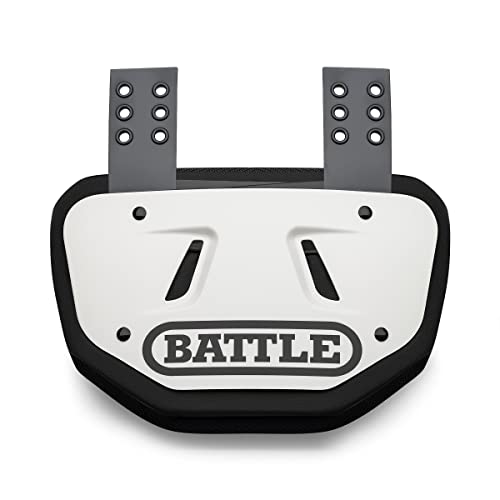 Battle Sports Football Back Plate – Hard Shell Lower Back Protector with Contoured Foam for High-Impact Protection - Adult, White/Black - Image 1