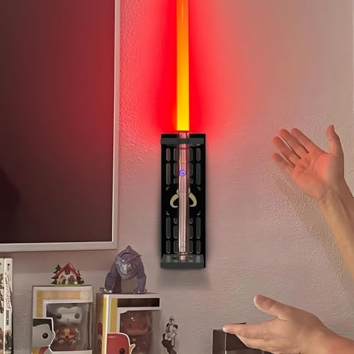 poceton Lightsaber Wall Mount with Pattern, Wooden Lightsaber Stand for Lightsaber Display, Vertical Lightsaber Wall Mount Holder for Most Lightsaber Displays, Gift for Lightsaber Collectors (04) - Image 3