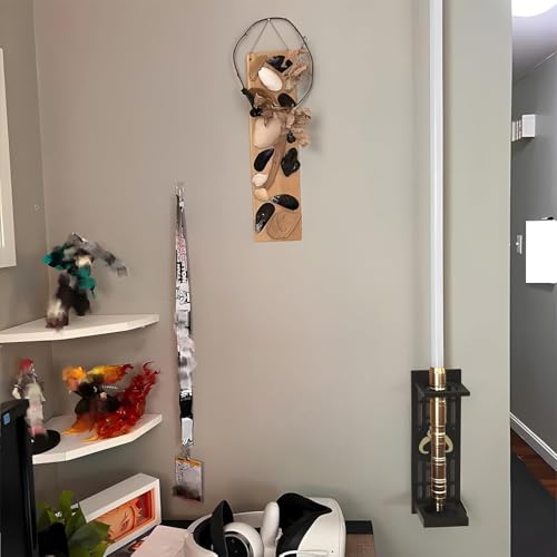 poceton Lightsaber Wall Mount with Pattern, Wooden Lightsaber Stand for Lightsaber Display, Vertical Lightsaber Wall Mount Holder for Most Lightsaber Displays, Gift for Lightsaber Collectors (04) - Image 2