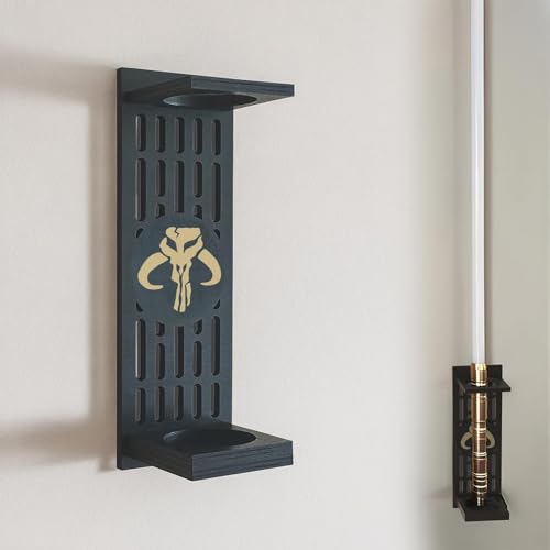poceton Lightsaber Wall Mount with Pattern, Wooden Lightsaber Stand for Lightsaber Display, Vertical Lightsaber Wall Mount Holder for Most Lightsaber Displays, Gift for Lightsaber Collectors (04) - Image 1