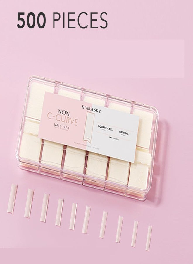 Kiara sky Nail Tips | Non C-Curve Square Natural | 500 pieces | XXL Length | 10 Sizes - Image 4
