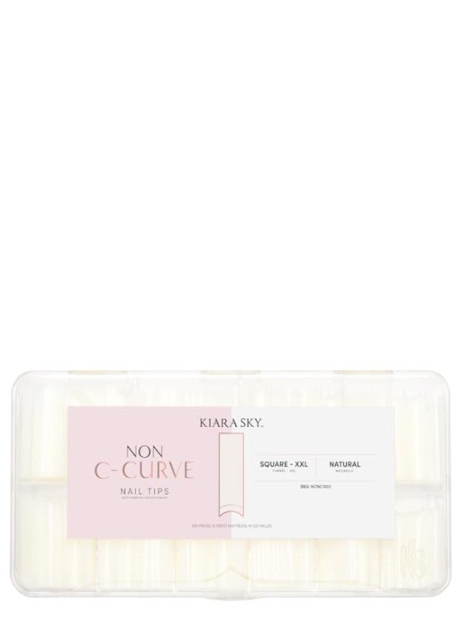 Kiara sky Nail Tips | Non C-Curve Square Natural | 500 pieces | XXL Length | 10 Sizes - Image 1