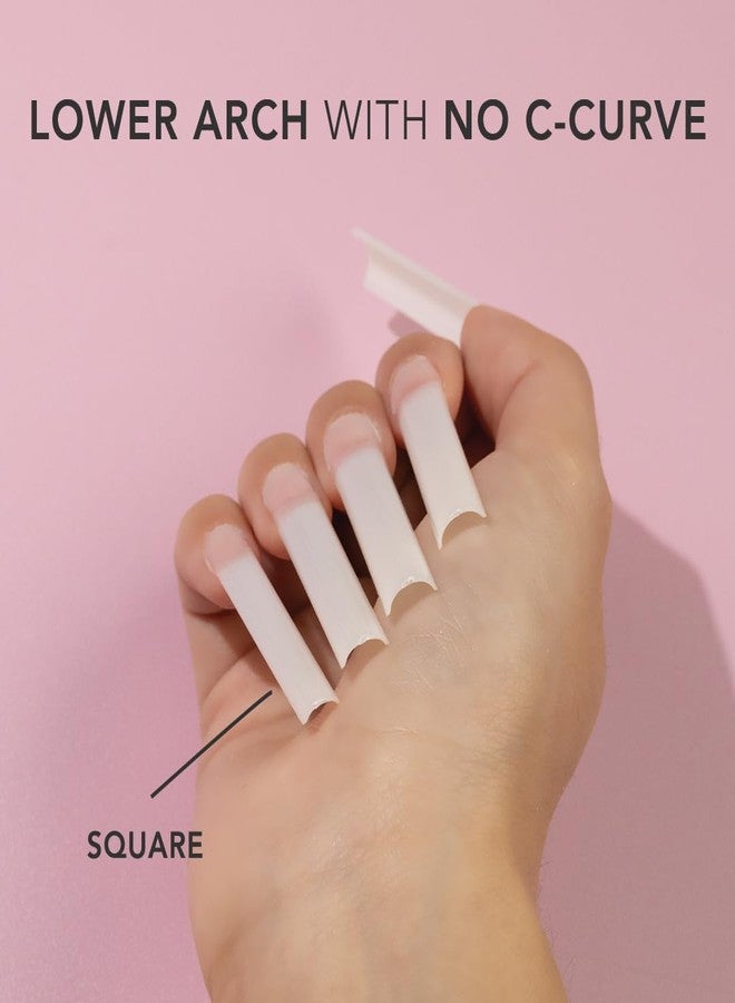 Kiara sky Nail Tips | Non C-Curve Square Natural | 500 pieces | XXL Length | 10 Sizes - Image 2