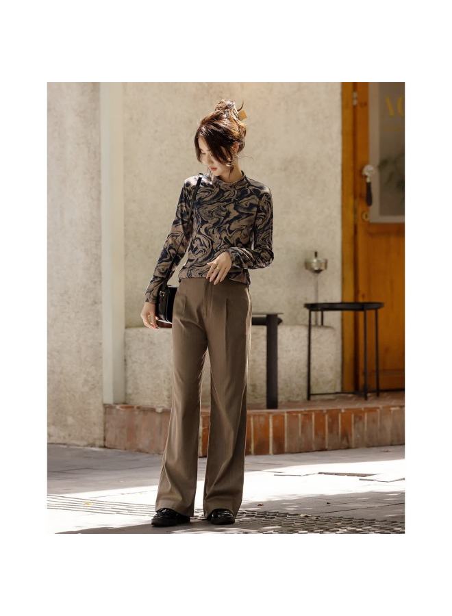 dme Demana [ancient Scroll Danqing] Winter National Style New Chinese Ink White Printed Base Shirt Half High Collar Inner Wear Women's Top - Image 3