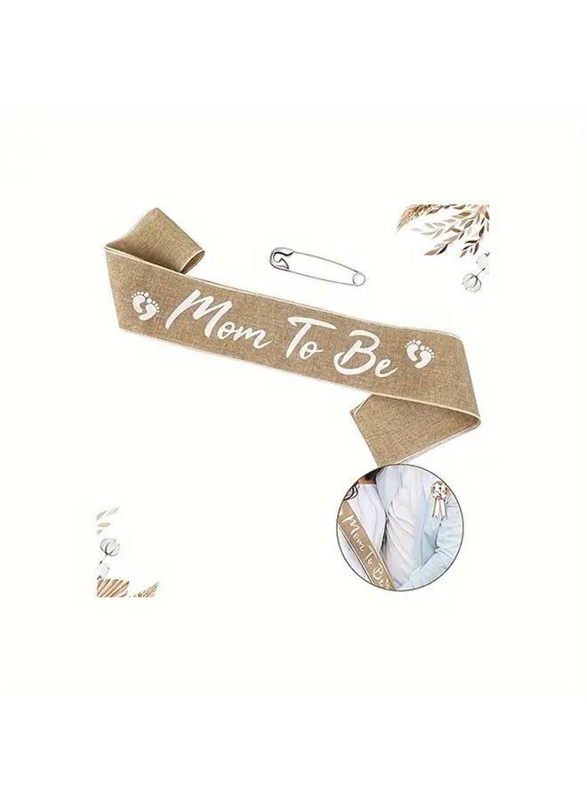 Linen Bohemian Mom to Be Sash Adjustable Rustic Burlap Pregnancy Gift for All Seasons - Image 1