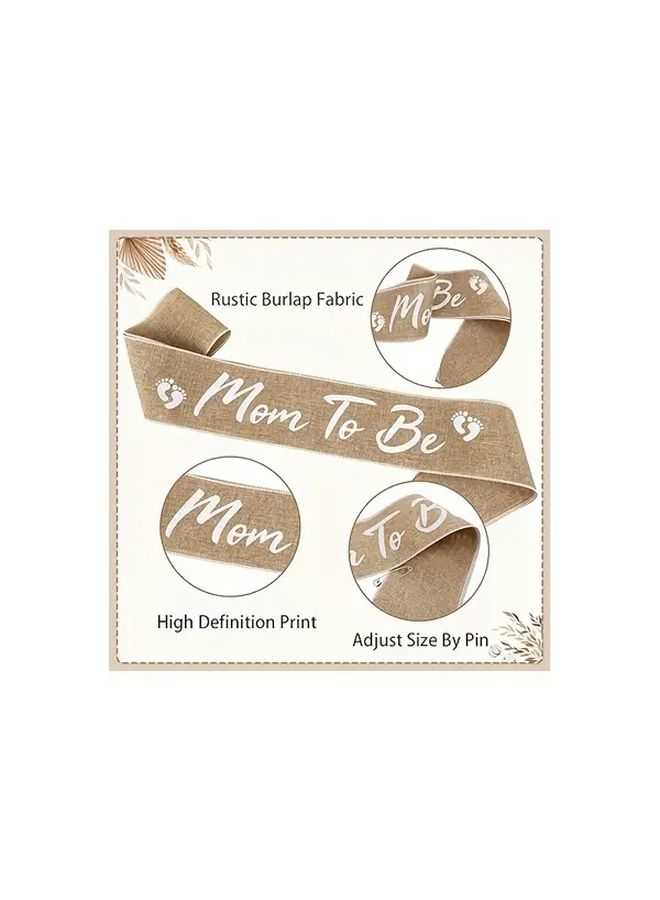 Linen Bohemian Mom to Be Sash Adjustable Rustic Burlap Pregnancy Gift for All Seasons - Image 2