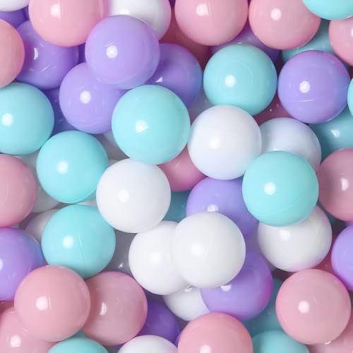 GOGOSO Ball Pit Balls for Toddlers PhthalateFree BPAFree NonToxic Crush Proof Soft Plastic Play Balls Baby Kids Shape Tent Pool Playhouse Playpen Party DecorGreen Pink Purple White100PCS - Image 1