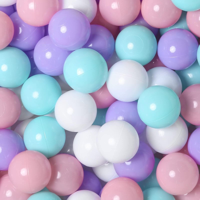 GOGOSO Ball Pit Balls for Toddlers PhthalateFree BPAFree NonToxic Crush Proof Soft Plastic Play Balls Baby Kids Shape Tent Pool Playhouse Playpen Party DecorGreen Pink Purple White100PCS - Image 2