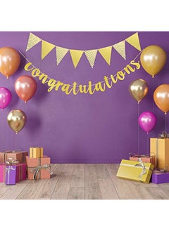 BOAO Boao 2 Pieces 2024 Gold Congratulations Graduation Banner Triangle Flag Banner Vintage Glitter Congratulations Banner Pennant for Wedding Shower Ceremony Retirement Party Supplies(Gold)  - Image 5