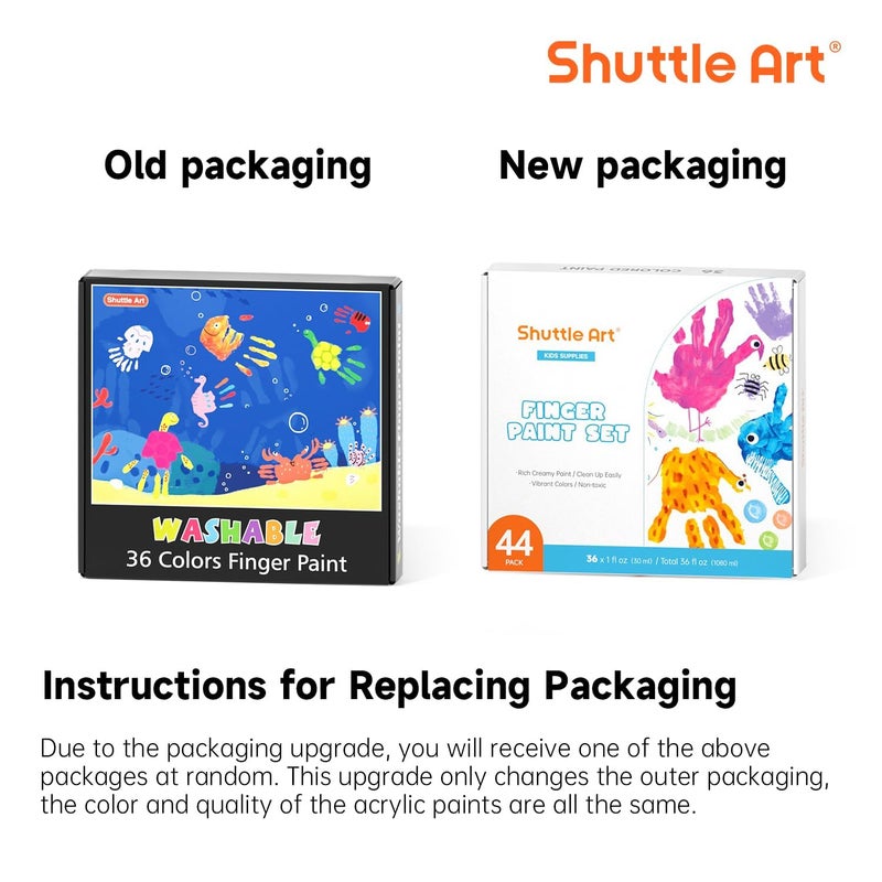 Shuttle Art Washable Finger Paint, 44 PCS with 36 Colors (1 fl oz) Toddler Paint, Paint Brushes, Palette, Non-Toxic Finger Painting for Toddlers - Image 2