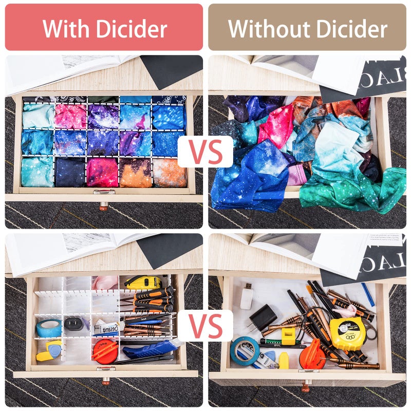 Ptanok 45 Pack Drawer Dividers, Plastic Adjustable Drawer Storage Organizer for Tidying Clutter Socks, Underwear, Makeup, Kitchen, Dresser Black - Image 5