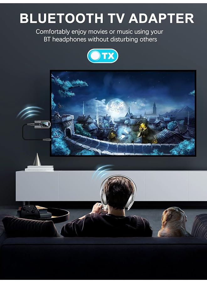 KASTWAVE Bluetooth 5.4 Transmitter Receiver 2 In 1 – Mini Usb Wireless Audio Adapter, 3.5Mm Bluetooth Aux Adapter For Tv Pc Speakers Car/Home Stereo System, Usb Power Supply - Image 3